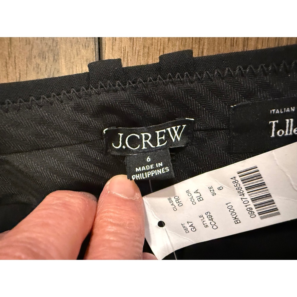 J.Crew Collection Italian Stretch Wool Wide Leg Pleated Pants Black CC493 Size 6 - Picture 7 of 7